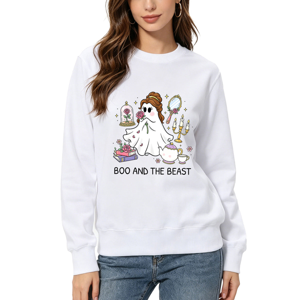 Printed round neck hoodie