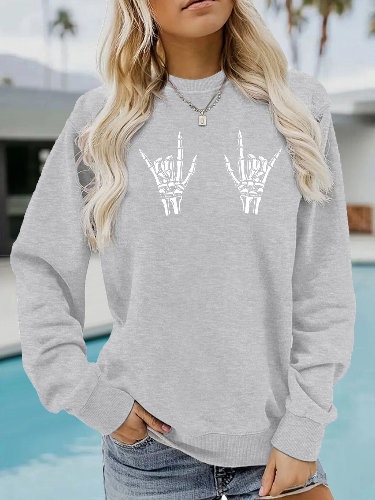 Round neck fleece hoodie