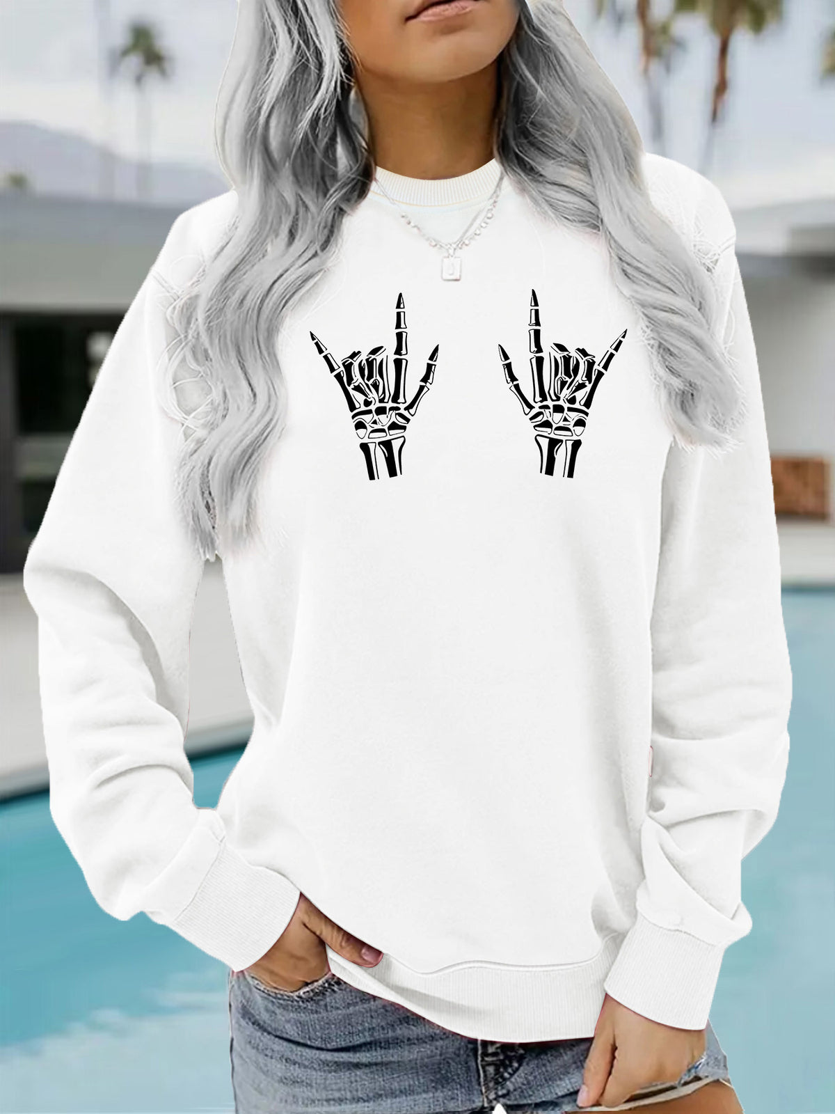 Round neck fleece hoodie