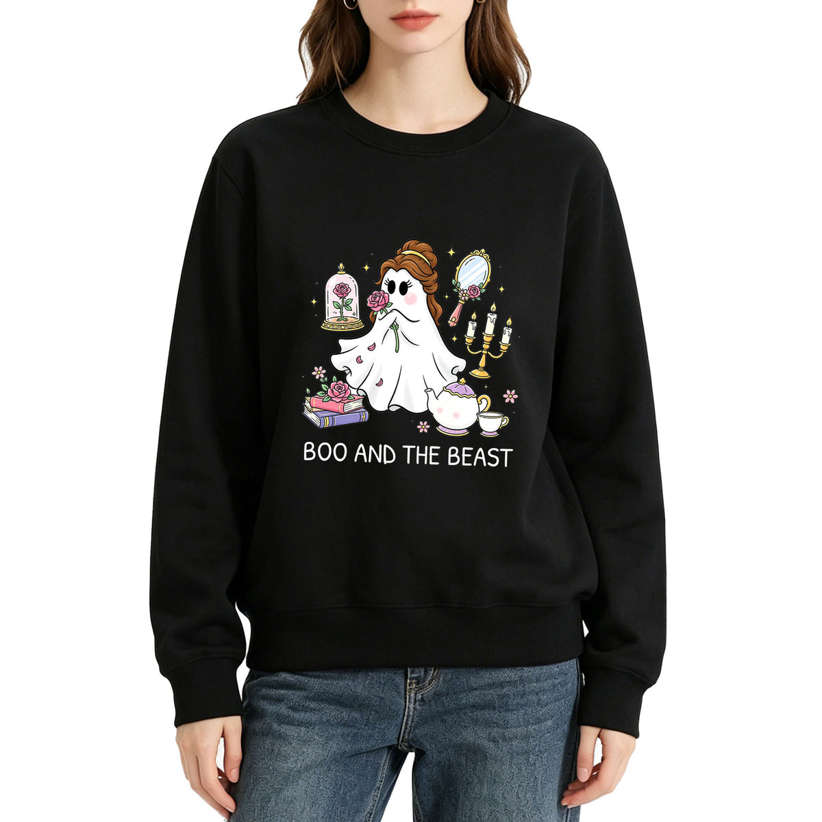 Printed round neck hoodie