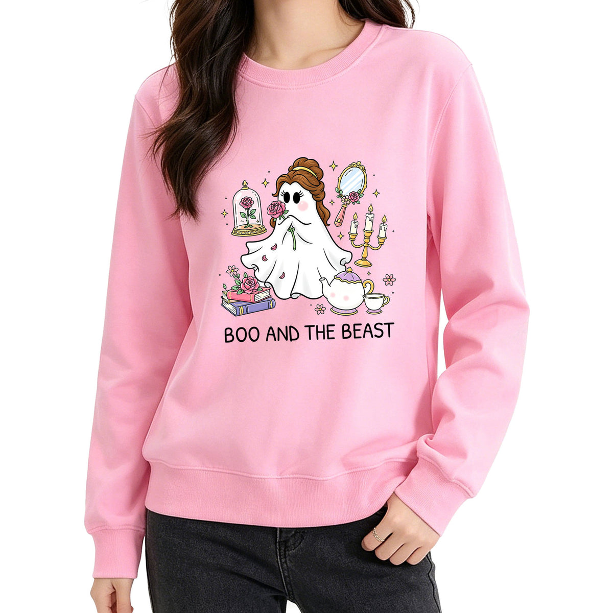 Printed round neck hoodie