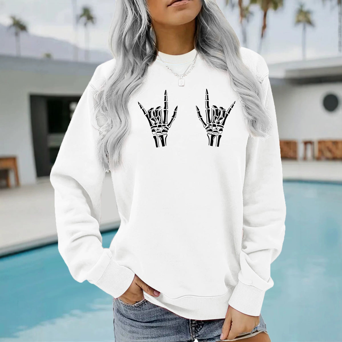 Round neck fleece hoodie